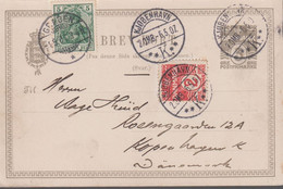 1907. DANMARK. BREVKORT Reply- Svar 3 ØRE. Reply Half Card From GRABEN 4.5.07, Insuff... () - JF420182 - Briefe U. Dokumente