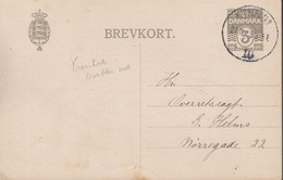 1908. DANMARK. BREVKORT 3 ØRE Watermark Wood. Cancelled KJØBENHAVN 21.11.08. () - JF420195 - Brieven En Documenten