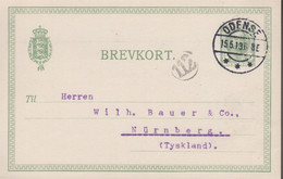 1913. DANMARK. BREVKORT 5 ØRE Frederik VIII To Nürnberg, Bayern From ODENSE 15.5.13. ... () - JF420198 - Lettres & Documents