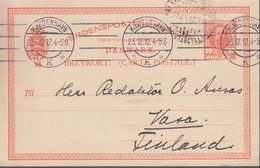 1912. DANMARK. BREVKORT 10 ØRE Frederik VIII To Vasa, Finland From KJØBENHAVN 25.12.1... () - JF420201 - Lettres & Documents