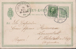 1908. DANMARK. BREVKORT 5 ØRE Frederik VIII + 5 ØRE  To Lonnerstadt, Bayern From KJØB... () - JF420205 - Storia Postale