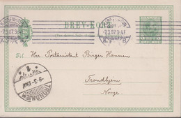 1907. DANMARK. BREVKORT 5 ØRE Christian IX To Trondhjem, Norge From KJØBENHAVN 7.3.07... () - JF420213 - Cartas & Documentos