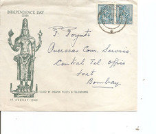 Inde ( Lettre Illustrée De 1949 De Bombay Vers L'intérieur à Voir) - Lettres & Documents