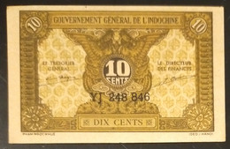 French Indochine Indochina Vietnam Viet Nam Laos Cambodia 10 Cents UNC Banknote Note Billet 1942 - Pick # 89a / 2 Photos - Indochina