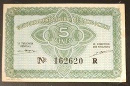 French Indochine Indochina Vietnam Viet Nam Laos Cambodia 5 Cents AU Banknote Note Billet 1942 - Pick # 88a (1) - Indocina