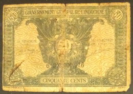 French Indochine Indochina Vietnam Viet Nam Laos Cambodia 50 Cents VG Banknote Note Billet 1942 - Pick # 91b / 2 Photos - Indochina