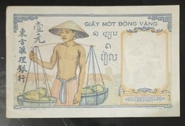 Indochina Indo China Indochine Vietnam Cambodia 1 Piastre UNC Banknote Note Without Dot Below MOT 1932-49 - Pick # 54e - Indocina
