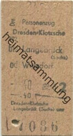 Deutschland - Dresden-Klotzsche Bis Langebrück (Sachsen) Oder Weuxdorf - Fahrkarte 1958 2. Klasse - Europe