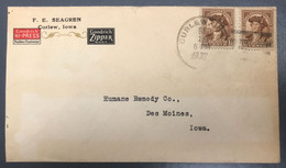 Etats-Unis N°301 (x2) Sur Enveloppe De Curlew, Iowa Pour Des Moines 10.9.1932 - (A1346) - Lettres & Documents