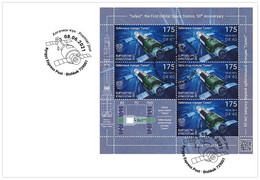 KYRGYZSTAN 2021 KEP 175 SALYUT SPACE STATION 50th ANNIVERSARY ISSUE DATE JUNE 8th - FDC MINIATURE SHEET - Asia