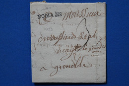 T23  BELGIQUE BELLE LETTRE 1780 ROMANS POUR GRENOBLE FRANCE  + AFFRANCHISSEMENT INTERESSANT - 1789-1790 (Révol. Brabançonne)