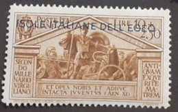 COLONIE ITALIANE EGEO 1930 VIRGILIO LIRE 10+2,50 NUOVO GOMMA INTEGRA - Aegean