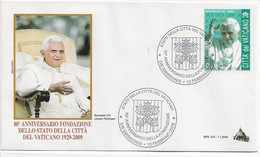 Lettre 80e Anniversaire Fondation Du Vatican - Maschinenstempel (EMA)