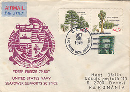 96240- OPERATION DEEP FREEZE, ANTARCTIC EXPEDITION, US NAVY, SOUTH POLE SPECIAL POSTMARKS ON COVER, 1979, USA - Vuelos Polares