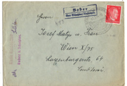 ALLEMAGNE REICH SUDETES LETTRE OBLITERE GRIFFE MANUELLE BOBER UBER SCHATZLAR / RIESENGEBIERG (POLOGNE) POUR VIENNE - Bezetting 1938-45