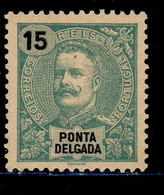 ! ! Ponta Delgada - 1898 D. Carlos 15 R - Af. 27 - MH - Ponta Delgada