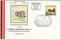 Oesterreich / Austria 1982, FDC Schützt Gefährdete Tiere, Grosstrappe / Otis Tarda, Leopoldsdorf Im Marchfelde - Ganzen
