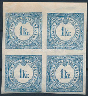 ** 1898 Hírlapilleték 1kr 4-es Tömbben Korona Vízjellel, Az összefüggések Ingen Ritkák! R! - Other & Unclassified