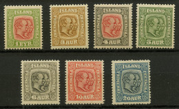 Islande (1913) N 75 A 81 (charniere) - Neufs