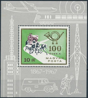 ** 1967 100 éves A Magyar Posta Blokk összekötő Vonal Lemezhibával (3.200) - Other & Unclassified