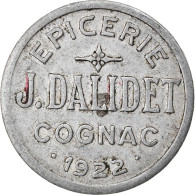 Monnaie, France, Epicerie DALIDET, Cognac, 25 Centimes, 1922, TTB, Aluminium - Monétaires / De Nécessité