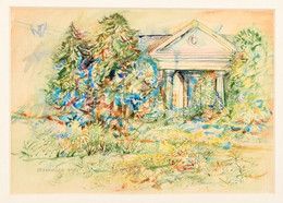 Brankovics Éva (1938-): Kúria. Akvarell, Papír, Jelzett. Paszpartuban. 18×25,5 Cm - Other & Unclassified