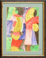 Csepeli Németh Miklós (1934-2012): Két Lány. Akvarell, Papír, Jelzett, üvegezett Fa Keretben, 27,5×19,5 Cm - Other & Unclassified