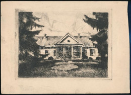 Udvary Pál (1900-1987): Villa. Rézkarc, Papír, Jelzés Nélkül, Lap Széle Kissé Foltos,16×21,5 Cm - Other & Unclassified