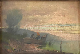 Zeller Mihály (1859-1915): Balaton. Olaj, Karton. Jelzett. Dekoratív, Sérült Antik Keretben, 25×35 Cm - Other & Unclassified