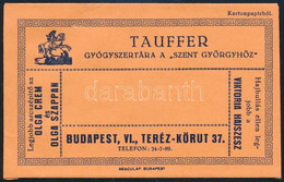 Tauffer Gyógyszertára A "Szent Györgyhöz" Budapest VI. Receptboríték - Werbung