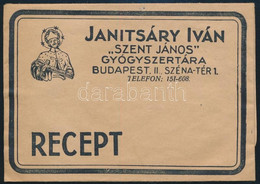 Janitsáry Iván "Szent János" Gyógyszertára Budapest Receptboríték - Werbung