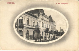 ** T2/T3 Eperjes, Presov; M. Kir. Postapalota, Feldmann Adolf üzlete. Divald Károly Fia / Post Palace, Shop - Ohne Zuordnung