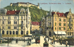 T2/T3 Ljubljana, Laibach; Striterjeva Ulica / Street, Tram, Castle + "MILITäRPFLEGE" (EK) - Unclassified