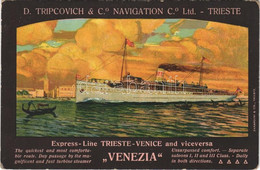 ** T2 SS Venezia, D. Tripcovich & Co. Navigation Co. Ltd. Trieste. Express Line Trieste-Venice And Viceversa, Litho - Unclassified