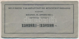 Budapest ~1900. "Belvárosi Takarékpénztár Részvénytársaság Budapesten" Csekkfüzet 12db Kitöltetlen Csekkel, Barkódy Fere - Unclassified