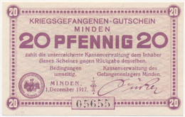 Német Birodalom / Minden Hadifogolytábor 1917. 20pf T:I German Empire / Minden POW Camp 1917. 20 Pfennig C:UNC - Unclassified