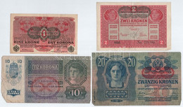 1902-1917. 1 - 1000K (7xklf) Közte "DEUTSCHÖSTERREICH" és "MAGYARORSZÁG" Felülbélyegzettek T:III,III- - Ohne Zuordnung