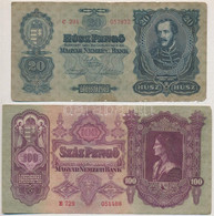 1930. 20P + 1930. 100P (4x) Egyik Csillagos Sorozatszámmal T:III - Ohne Zuordnung