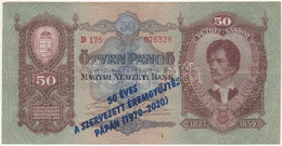 1932. 50P "50 éves A Szervezett éremgyűjtés Pápán 1970-2020" Kék Színű Felülbélyegzéssel T:III - Ohne Zuordnung