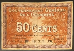 French Indochine Indochina Vietnam Viet Nam Laos Cambodia 50 Cents VF Banknote Note 1939 - Pick # 87d / 2 Photos - Indochine
