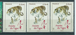 [48] Variété : N° 4433 Année Du Tigre Tigre Brun-jaune + Brun-rouge + Brun-verdâtre ** - Neufs