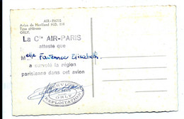CERTIFICAT BAPTÊME De L'AIR ORLY - Cie AIR-PARIS - Au Nom De FAVENNEC Elisabeth Sur Héron De Havilland HD 114 - 1946-....: Moderne