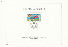 Czechoslovakia / First Day Sheet (1986/12) Praha: World Cup Mexico 1986 (map, Goalkeeper); Painter: P. Misek - Other & Unclassified