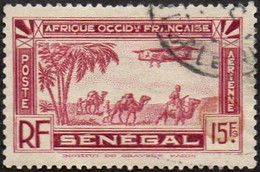 Sénégal Obl. N° PA 11 - Avion Survolant L'Afrique 15f Brun-carminé - Poste Aérienne