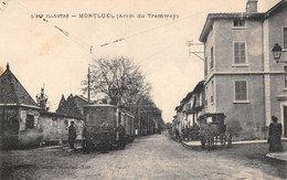 CPA 01 MONTLUEL ARRET DU TRAMWAY - Montluel