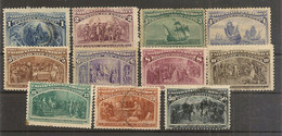 ESTADOS UNIDOS  YVERT  81/91 (*)/(º)  Serie Corta 11 Valores  1893 NL1647 - Unused Stamps