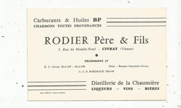 Carte De Visite , Carburants & Huiles BP ,charbons , Sté RODIER Père & Fils , CIVRAY , Vienne - Visitenkarten