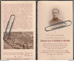 OOrlogsslachtoffer ; 1916;  Burggraaf Karel De Beughem De Houthem (gesneuveld Etterbeek 1895 -congo 1916) Kongo - - Andachtsbilder