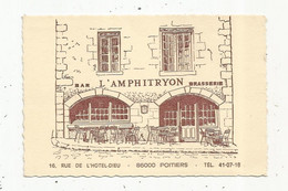 Carte De Visite , Bar , Brasserie ,L'AMPHITRYON , POITIERS ,  Vienne , 2 Scans - Cartoncini Da Visita