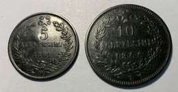 Monnaies - ITALIE - 5c 1861M. - 10c 1866T. - Superbe Patine Verte - - 1861-1878 : Victor Emmanuel II